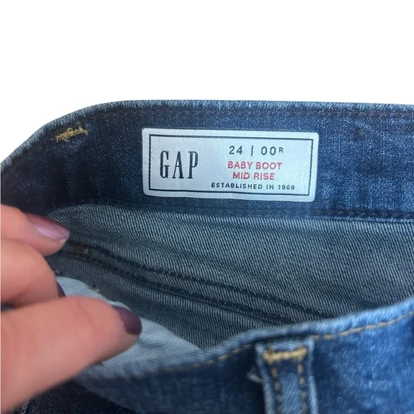 GAP Baby Boot Cut Mid Rise Denim Blue Jeans size 24 (00) like new - Picture 2 of 6